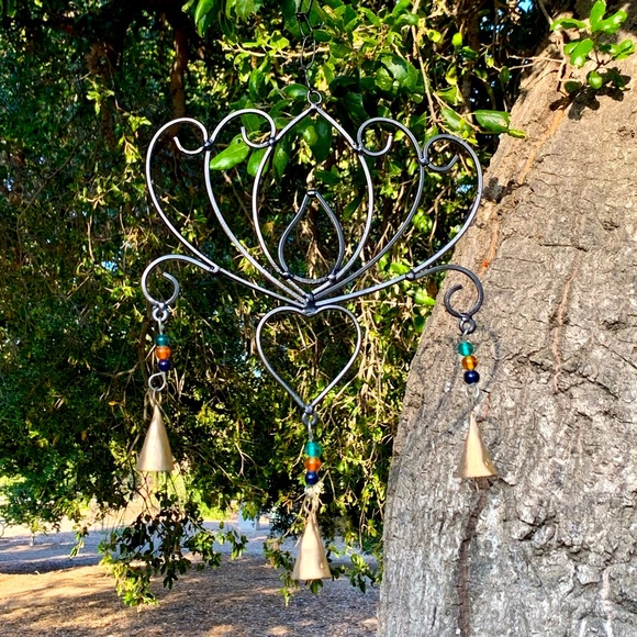 Lotus Heart Glass Beads Wind Chime Mobile - Picture 1 of 9